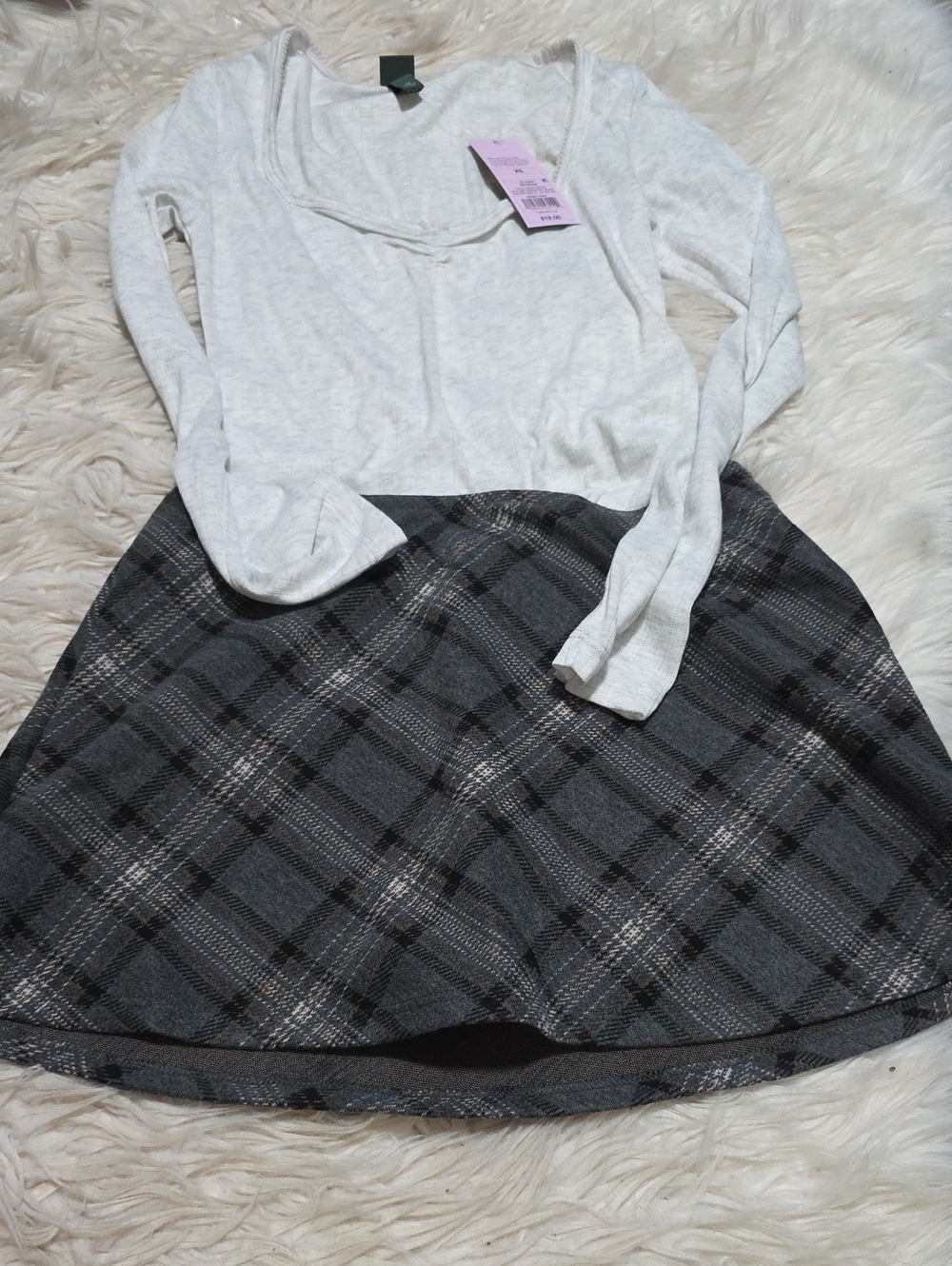 NWT Wild Fable Long Sleeve Top/plaid Skort Set- XS
